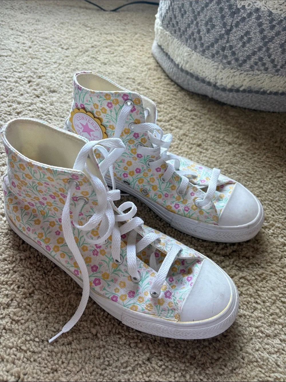 Converse Adult Women’s (size 8) or Kids (size 6) Floral High-Top Sneakers
